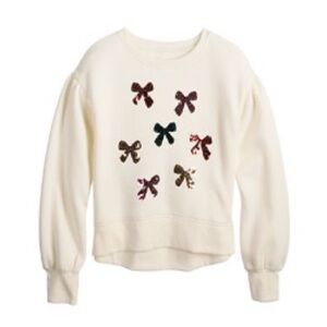 Jumping Beans - Puff Sleeve Fleece Sweatshirt - glitter bow design